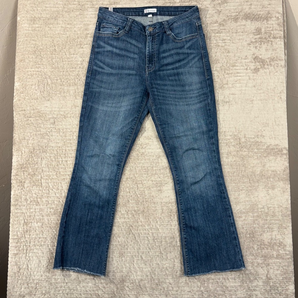 Morrison Starlet-Crop Night Moves Jeans Blue Medium Wash Raw Hem‎ 29 MD1998-BC21